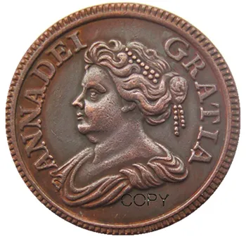 Великобритания, 1714 год, 1 Фартинг, очень редкая копия монеты
