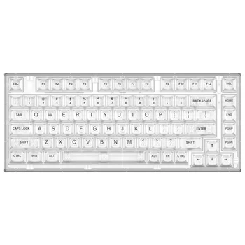 Механическая игровая клавиатура YUNZII X75 PRO White с 82 клавишами беспроводной связи с возможностью горячей замены на прокладке с прозрачными колпачками для клавиш