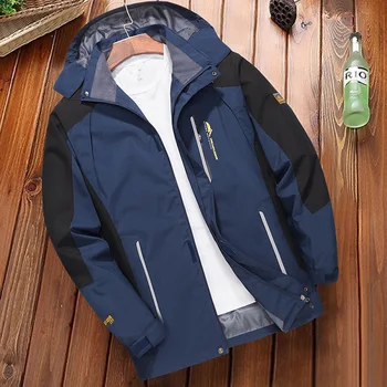 Мужская куртка Зимняя и осенняя тонкая ветровка outdoor fat plus size plus size tide fat jacket альпинистский костюм 120 кг 8xl