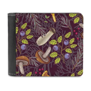 Кошелек для кредитных карт в лесной моде, кожаные кошельки, персонализированные кошельки для мужчин и женщин с рисунком грибов и микологии грибов
