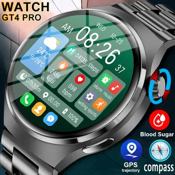 Для Huawei GT4 PRO Смарт-часы Мужские Watch 4 Pro AMOLED HD Полноэкранный Сенсорный BT Вызов GPS NFC Частота сердечных сокращений BloodSugar SmartWatch 2023
