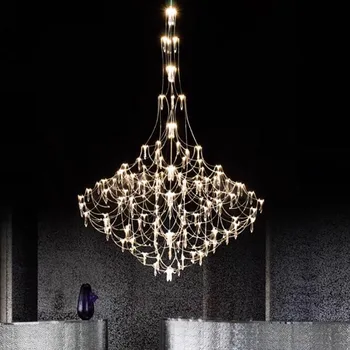 Хрустальная люстра в большом фойе, освещение современного гостиничного холла, люстры, декор, светодиодный фейерверк, подвесной светильник, Свадебный потолочный светильник