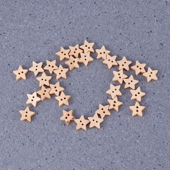 200 шт./упак. Пуговицы в форме пятиконечной звезды, пуговицы из натурального дерева с двумя отверстиями для поделок и альбомов для вырезок