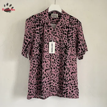 Рубашка WACKO MARIA с градиентным леопардовым принтом, Летние Мужские и женские повседневные топы с пуговицами и лацканами в пляжном стиле