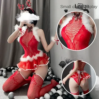 Сексуальное женское белье, рождественское платье принцессы для ролевых игр, униформа, соблазнительный сетчатый костюм, костюм страсти 7438