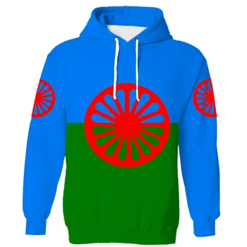 Толстовка с капюшоном Rom Gypsy Flag Of The Romani People, толстовка с принтом, фото, логотип, одежда на заказ
