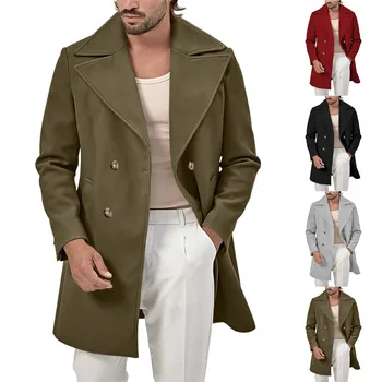 Зимняя теплая однотонная куртка средней длины с карманами, мужская длинная ветровка, мужские куртки