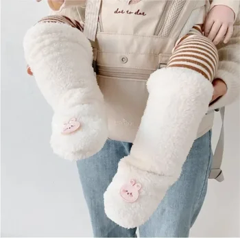 Мультяшные детские носки Осень-зима Плюс флисовые носки средней длины для маленьких мальчиков и девочек, нескользящие носки для пола, детские аксессуары