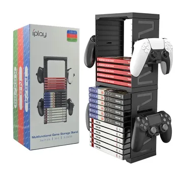 Многослойная Подставка для Хранения Игровых дисков Xbox Series X/Xbox One/Nintendo Switch/PS4/PS5 Shell Tower с Держателем Геймпада