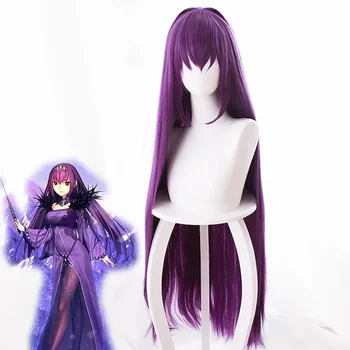 Парики для косплея Fate / Grand Order FGO, женская аккуратная челка, Термостойкий волокнистый кудрявый фиолетовый парик из аниме для взрослых