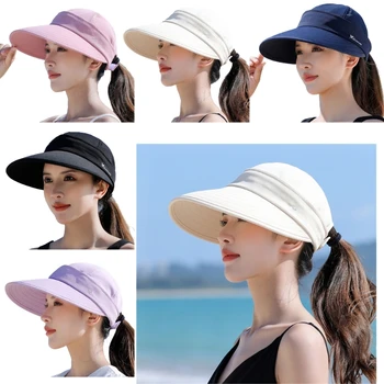 Дышащая солнцезащитная шляпа для женщин, съемный цилиндр с солнцезащитными козырьками, шляпа с широкими полями, регулируемая легкая спортивная шляпа