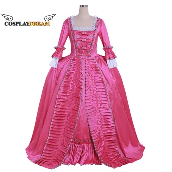 Средневековое платье Марии-Антуанетты Модный костюм в стиле рококо Платье эпохи Регентства 18 века Розовое платье с рюшами Карнавальный костюм