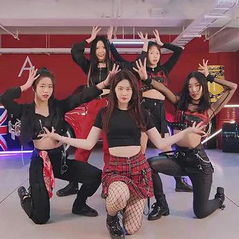 Костюмы в стиле хип-хоп для взрослых, одежда для джазовых уличных танцев, корейская версия, наряд для групповой сцены для девочек, женская современная одежда для выступлений DT2120