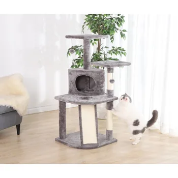 Многофункциональная 5-уровневая кошачья елка и кондоминиум Vibrant Life, серый, 45 дюймов, кошачья башня, кошачьи деревья и башни