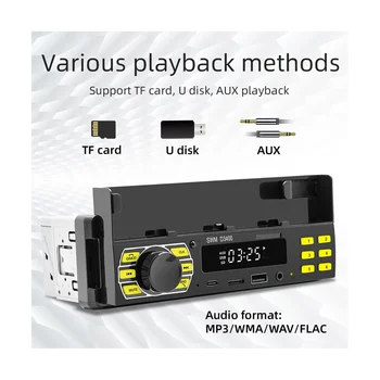 Автомагнитола Bluetooth 1 Din MP3-плеер, Громкая связь A2DP Type C, USB TF AUX, держатель для телефона, аудиосистема, головное устройство