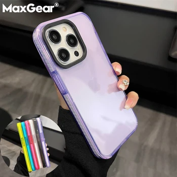 Прозрачный флуоресцентный чехол для телефона ярких цветов для iPhone 14 Plus 13 12 11 Pro Max, камера с большим отверстием, противоударный защитный чехол